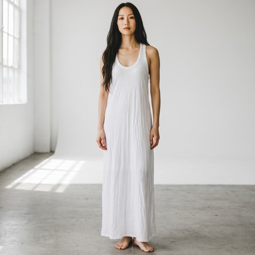 Standard James Perse | 3 | White Scoop Neck Sleeveless Racerback Maxi Tank Dress